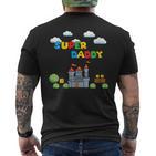 Damen Super Papa Gamer Daddy Super Daddi Mit-Ausschnitt T-Shirt mit Rückendruck