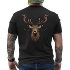 Deer Antlers Hunter Hiking Deer Motif Deer T-Shirt mit Rückendruck