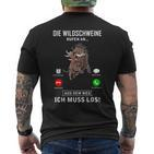 Die Wild Boars Call Heil Hunter Weidmannsheil Hunt T-Shirt mit Rückendruck
