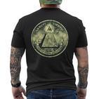 A Dollar Note Allseeing Eye Pyramid Illuminati T-Shirt mit Rückendruck