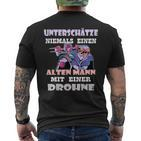 Drone Drone Pilot Grandpa Old Man T-Shirt mit Rückendruck