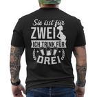 Du Isst Für Zwei Ich Trink Für Drei Werdender Papa T-Shirt mit Rückendruck