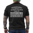 Duisburg Underschätze Nie Einen Alten Mann T-Shirt mit Rückendruck