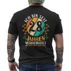 Ehe Nelkenhochzeit 28 Jahreerheiratet Hochzeitstag T-Shirt mit Rückendruck