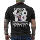 Endlich 18 Einhorn Kurzärmliges Herren-T-Kurzärmliges Herren-T-Shirt - Humorvoller Aufdruck zum Erwachsenwerden