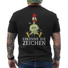 Erkenne Die Signserrückt Angratt Cockerel T-Shirt mit Rückendruck