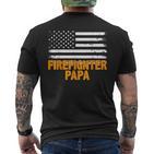 Feuerwehrmann Papa Amerikanische Flaggeatertag T-Shirt mit Rückendruck