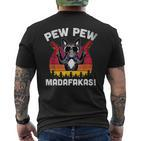 Frenchie Pew Pew Madafakas Vintage French Bulldog Church T-Shirt mit Rückendruck