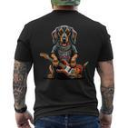 Dachshund Cute Rock And Roll Rocker Punk T-Shirt mit Rückendruck