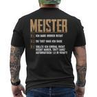 Saying For Meister Rules Meistertestung Craft T-Shirt mit Rückendruck
