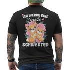 German Announcement Ich Werde Große Schwester S T-Shirt mit Rückendruck
