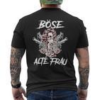 Gothic Kurzärmliges Herren-T-Kurzärmliges Herren-T-Shirt Schwarzes Böse Alte Frau Motiv mit Rosen und Schwertern