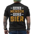 Halb Mensch Halb Bier Kurzärmliges Herren-T-Kurzärmliges Herren-T-Shirt, Lustiges Spruch-Kurzärmliges Herren-T-Shirt für Bierliebhaber