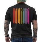 Hamburg Retro Skyline Souvenir Vintage T-Shirt mit Rückendruck