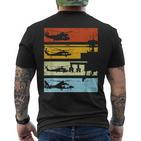 Helicopterintage Helicopter Pilot T-Shirt mit Rückendruck