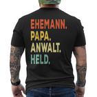 Herren Ehemann Papa Anwalt Held Retro-Jahrgangatertag T-Shirt mit Rückendruck