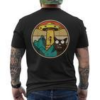Herren Kurzärmliges Herren-T-Kurzärmliges Herren-T-Shirt mit Alien-UFO-Katzen, Vintage-Stil, Lustiges Design