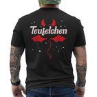 Ich Bin Ein Deufelchen Fancy Dress Carnival Devil Costume T-Shirt mit Rückendruck