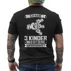 Ich Bin Papaon 3 Kinder Papa 3 T-Shirt mit Rückendruck