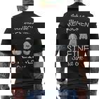 Ich Hasse Menschen Steine Sind Ok I Black T-Shirt mit Rückendruck