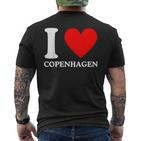 Ich Liebe Copenhagen I Heart Copenhagen T-Shirt mit Rückendruck