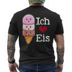 Ich Liebe Eiscreme In Waffle Horn Ice Balls T-Shirt mit Rückendruck