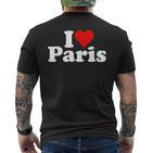 Ich Liebe Herz Paris France T-Shirt mit Rückendruck