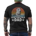 Katzenbesitzer Katzen Papa Retro Scottish Fold Dad T-Shirt mit Rückendruck