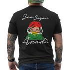 Kurdistan Flag Kurdish Jin Jiyan Azadi Black T-Shirt mit Rückendruck