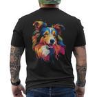 Langhaar Collie Welpe T-Shirt mit Rückendruck