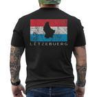 Luxembourg Flag Outline Silhouette Benelux Letzebuerg T-Shirt mit Rückendruck