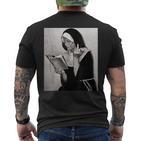 Nun Middle Finger Attitude Novelty Nun Unholy T-Shirt mit Rückendruck