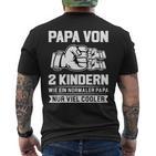 Papaon 2 Kindern Papa 2 Kinder T-Shirt mit Rückendruck