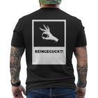 Reingeguckt Hand Finger Circle T-Shirt mit Rückendruck