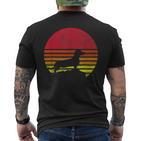 Retro Dachshund Silhouette Black T-Shirt mit Rückendruck