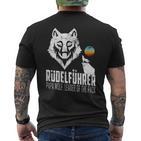 Rudelführer Wolf Head Father's Day Rudel Dadintage Dad Wolf T-Shirt mit Rückendruck