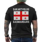 Sakartvelos Gaumarjos Hallo Georgien Reisen Georgische Flagg T-Shirt mit Rückendruck
