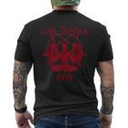 Satan Loves Me Hail Satan Teufel 666 Spruch T-Shirt mit Rückendruck