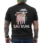 Sau Kuhl Word Game Cows Pig T-Shirt mit Rückendruck