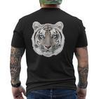 Schwarzes Kurzärmliges Herren-T-Kurzärmliges Herren-T-Shirt mit Weißem Tiger-Gesicht, Tiermotiv Tee