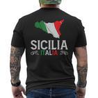 Sicilia Italia Sicilia Souvenir Silhouette Sicilia T-Shirt mit Rückendruck