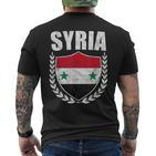 Syrien-Stolz-Flaggen-Kurzärmliges Herren-T-Kurzärmliges Herren-T-Shirt mit Lorbeerkranz-Design