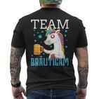 Team Groom Polterabend Stag Night Unicorn Jga T-Shirt mit Rückendruck