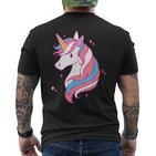 Trans Pride Einhorn Lgbt-Trans-Alliierter Black T-Shirt mit Rückendruck