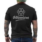 Veterinär Kurzärmliges Herren-T-Kurzärmliges Herren-T-Shirt mit Pfotenabdruck in Schwarz, Herzdesign für Tierärzte