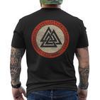 Viking Knot Valknut Wotan Norse Mythology T-Shirt mit Rückendruck