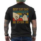 Vintage Best Cat Dad Ever Bump Fit T-Shirt mit Rückendruck
