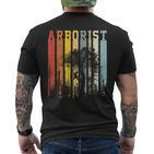 Vintage Text Stripes Arborist T-Shirt mit Rückendruck