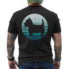 West Highland Terrier Westie Blue Retro Moon T-Shirt mit Rückendruck