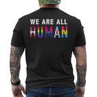 Wir Sind Alle Menschen Human Mit Lgbtq Flag T-Shirt mit Rückendruck